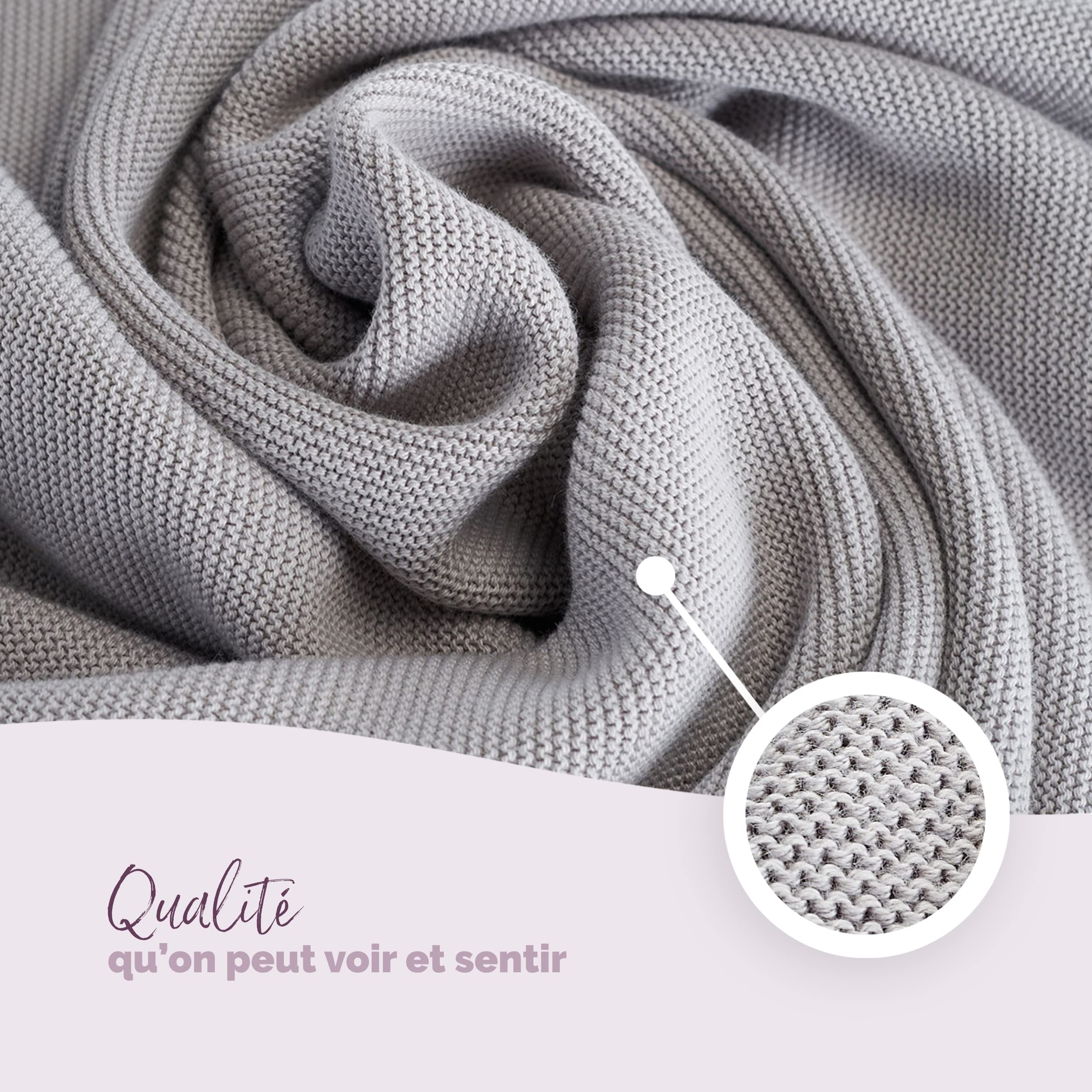 Livella Couverture Bébé 100% Coton Biologique, Couverture en Tricot de Qualité Supérieure, Super Douce et Respirante, Parfaite pour la Peau Sensible de Bébé, Certifiée Oeko-TEX Standard 100 et GOTS