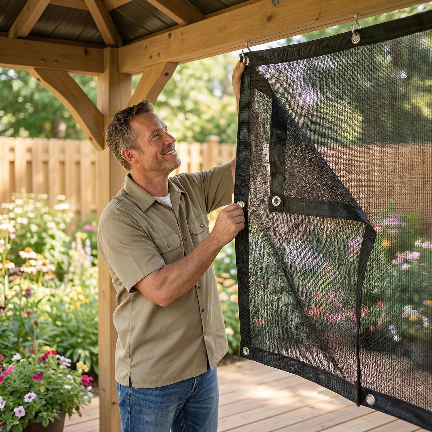 40% Garden Sunblock Shade Cloth, 6.5 x 20 FT Durable Taped Edge with Grommets UV Resistant Black Garden Shade Net for Plants, Greenhouse, Vegetables and Patio