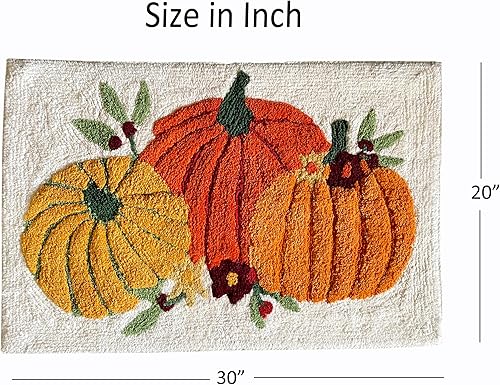 Miniatura 2 de KEMA Tapete rectangular suave de 100 % algodón para Halloween, estilo calabaza, de uso regular, de felpa, absorbente de agua, borde decorativo, para