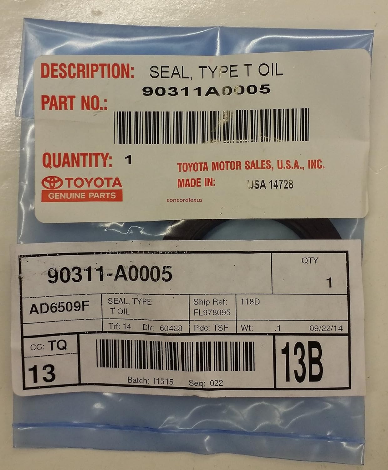 Lexus 90311-A0005, Engine Crankshaft Seal