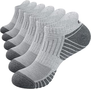 Mens Running Socks, Cushioned Sports Socks Anti-Blister Cotton Trainer Socks for Men Women Ladies Low Cut Breathable Athletic Ankle Socks (6 Pairs)