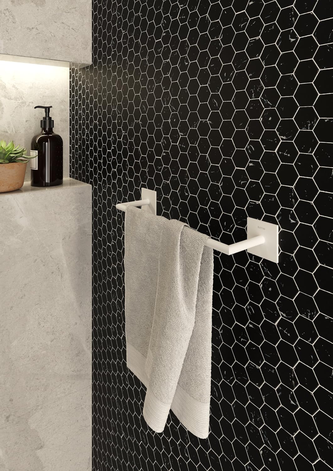 COSMIC Towel rail White Matte Adhesive Measures 4.5 x 7 x 30 cm, Matte White, 30cm