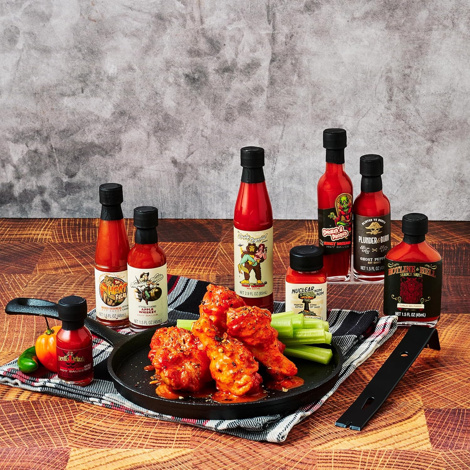 Man Crates, Gourmet Hot Sauce Gift Set for Men – 8-Pack Sampler with Mild to Extreme Ghost Pepper Flavors – Unique Hot Sauce Challenge Gift for Dad, Husband, or Spice Lovers