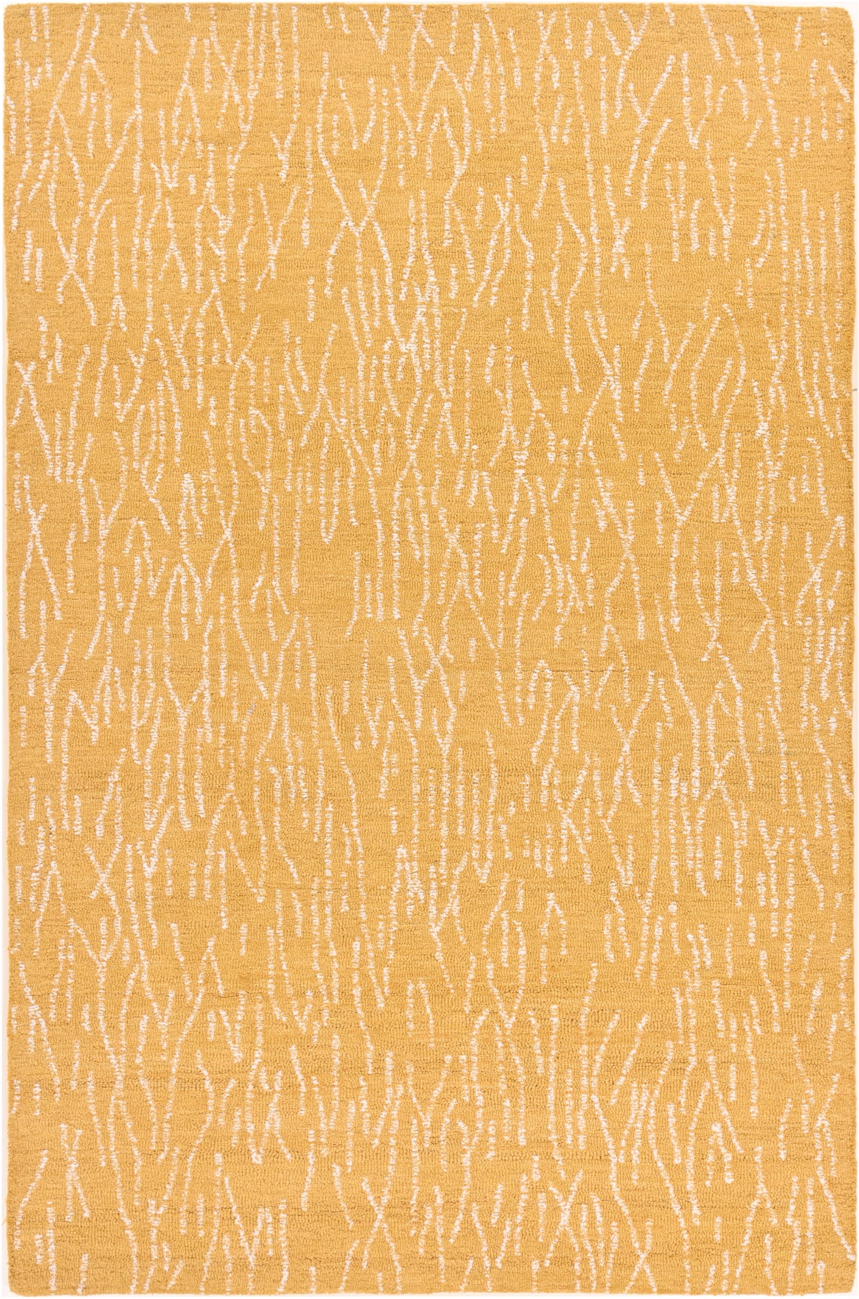 Modern Abstract Hand-Tufted Wool Area Rug - Thick, Durable Carpet for High Traffic Entryway, Living Room, Bedroom, and Dining Room Decor (Mustard