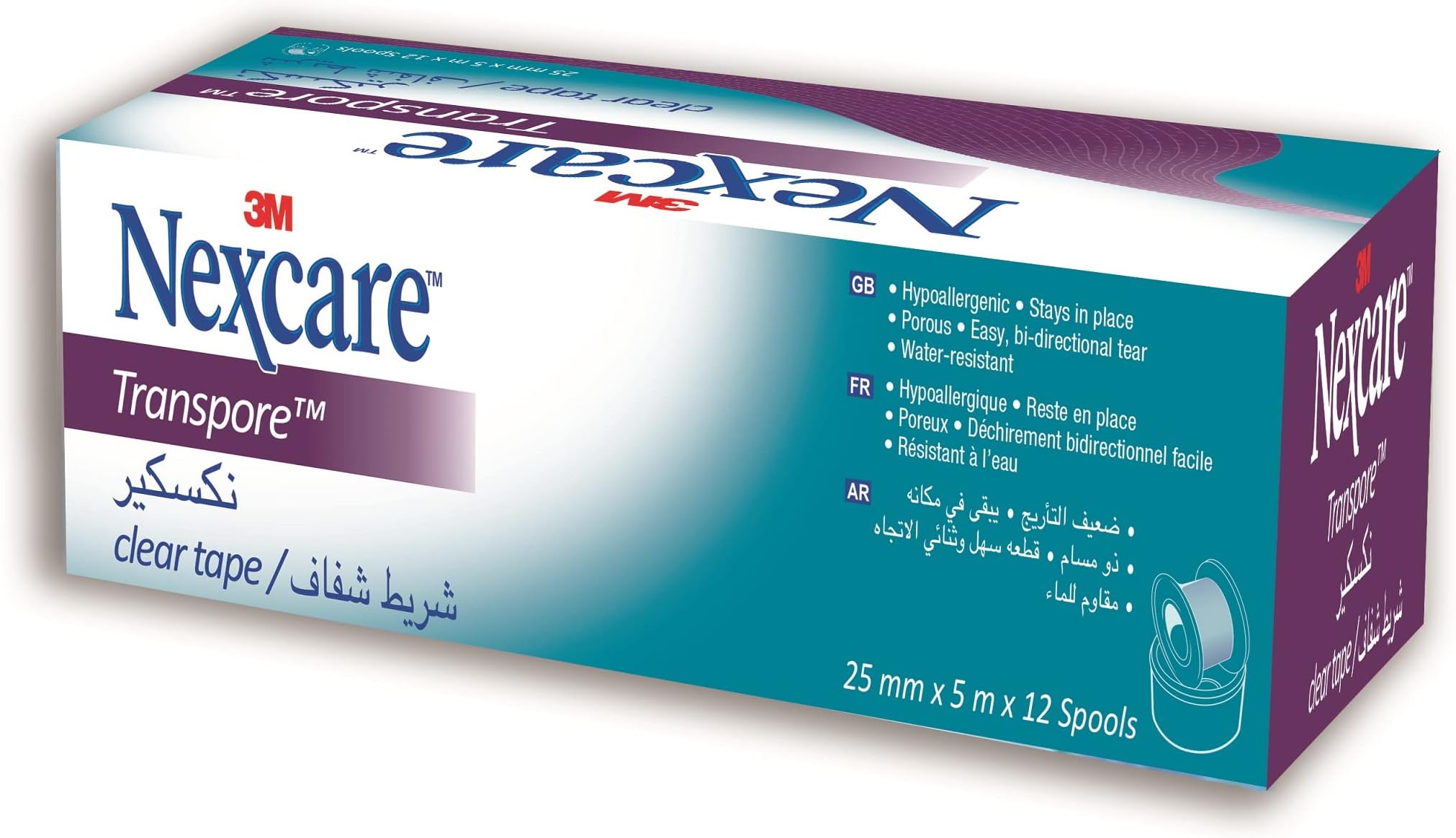 Nexcare 3M Transpore Tape, Clear, 25 x 5mm, One Size