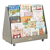Vista 11 de ECR4Kids - Expositor de libros móvil de doble cara, estantería para aula, gris lavado