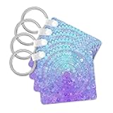3dRose, Mandala Flower in Light Blue and Purple - abstract design, Key Chain