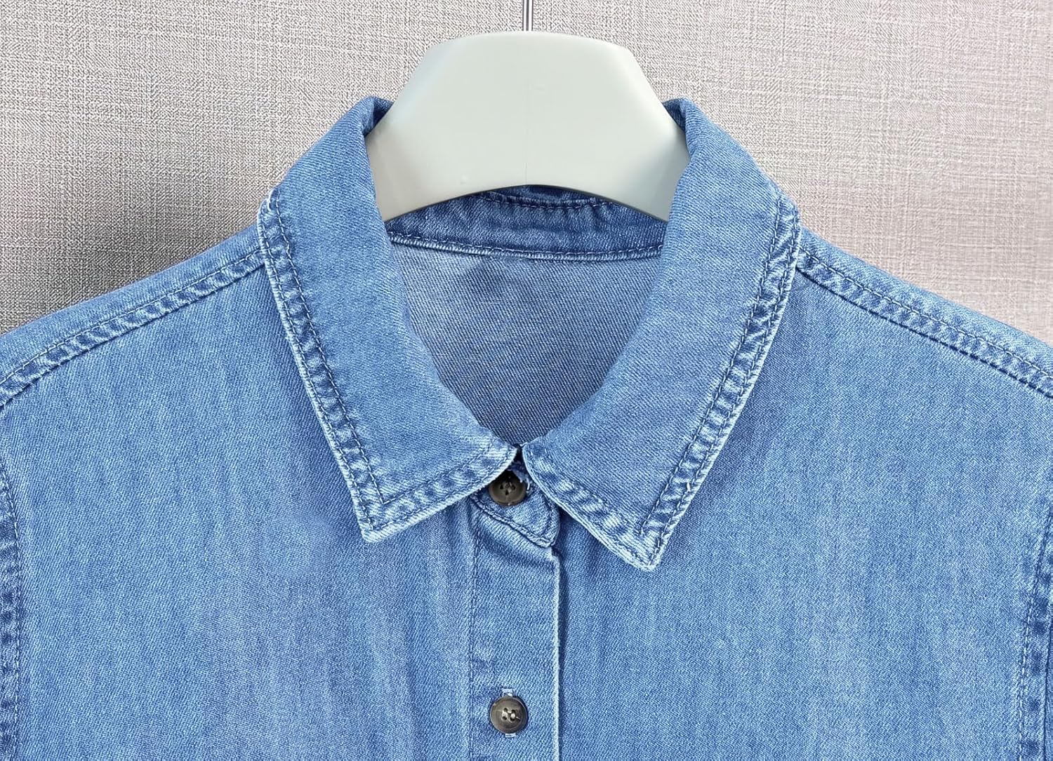 chouyatou Women's Summer Short Sleeve Denim Shirt Dress Business Casual Button Down Midi Long Jean Dress - Image 4