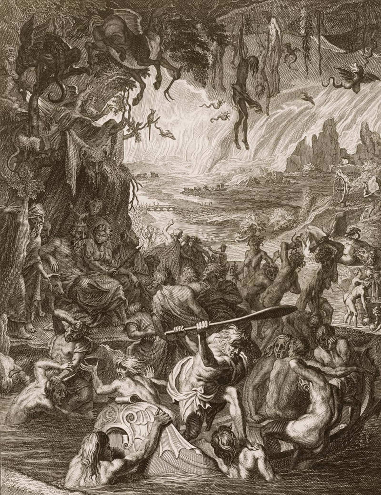 ARTXLXXBN Famous Prints Artwork Pictures Poster Painting Art Scene of Hell by Bernard Picart Artwork Landscape Pictures for Home Decor 60x90cm