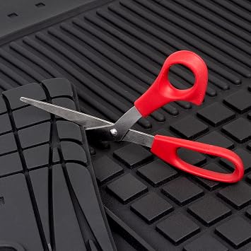 BDK 4-Piece FlexGrid Rubber Floor Mats for Cars Trucks SUVs Vans, Trim-to-Fit Heavy Duty Weatherproof Waterproof Square Grid Deep Dish Ridges Protection Front Rear