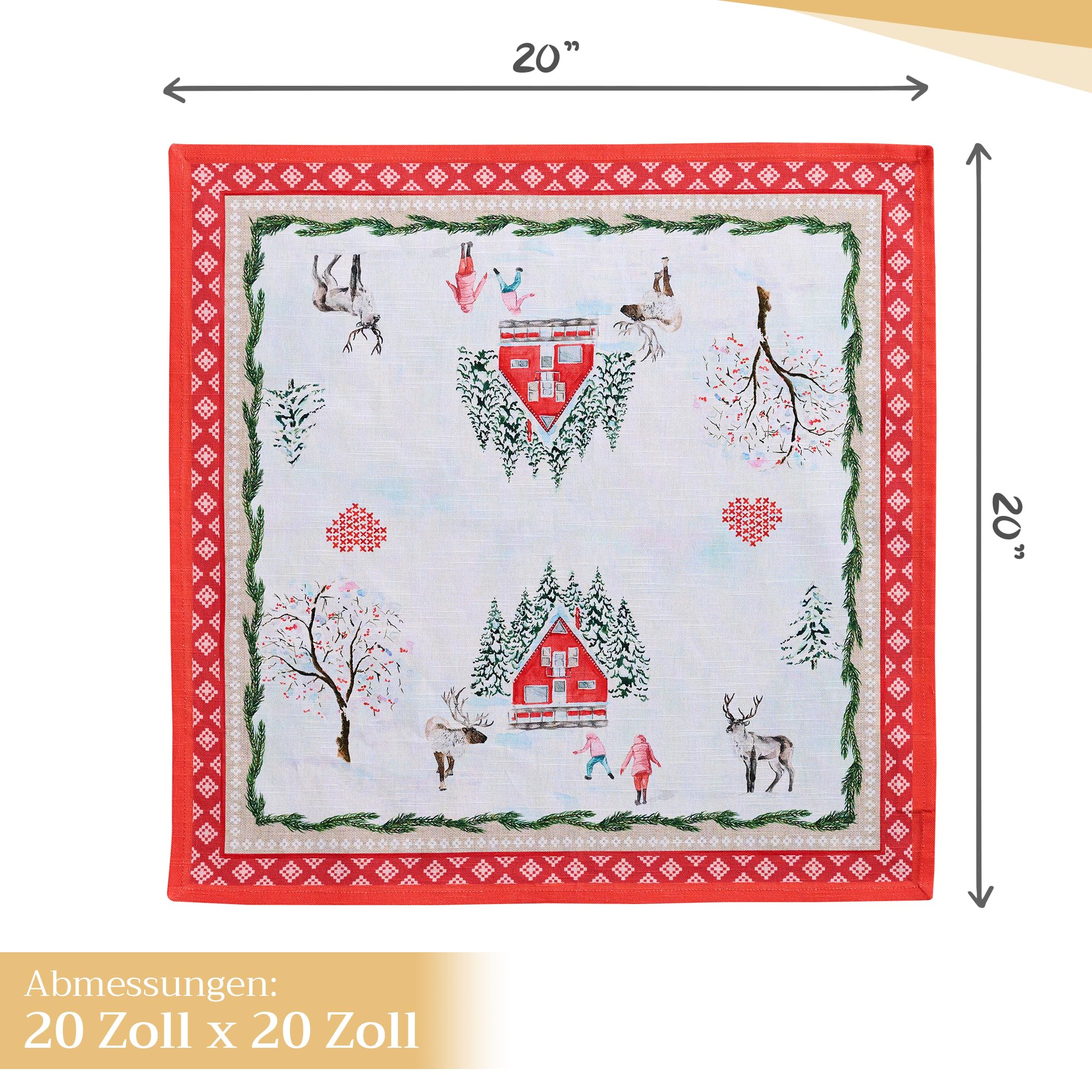 Maison d' Hermine Cloth Napkins Set of 4 100% Cotton for Christmas Decorations Everyday Reusable Square Autumn Napkins Cloth Washable Dinner Party Wedding (Rural Christmas - Image 4