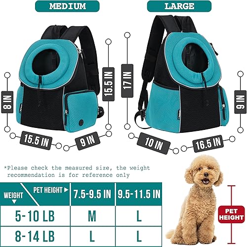 Miniatura 10 de PetAmi Mochila transportadora frontal para perro, mochila ajustable con ventilación extra, mochila transportadora de pecho para mascotas y gatos,