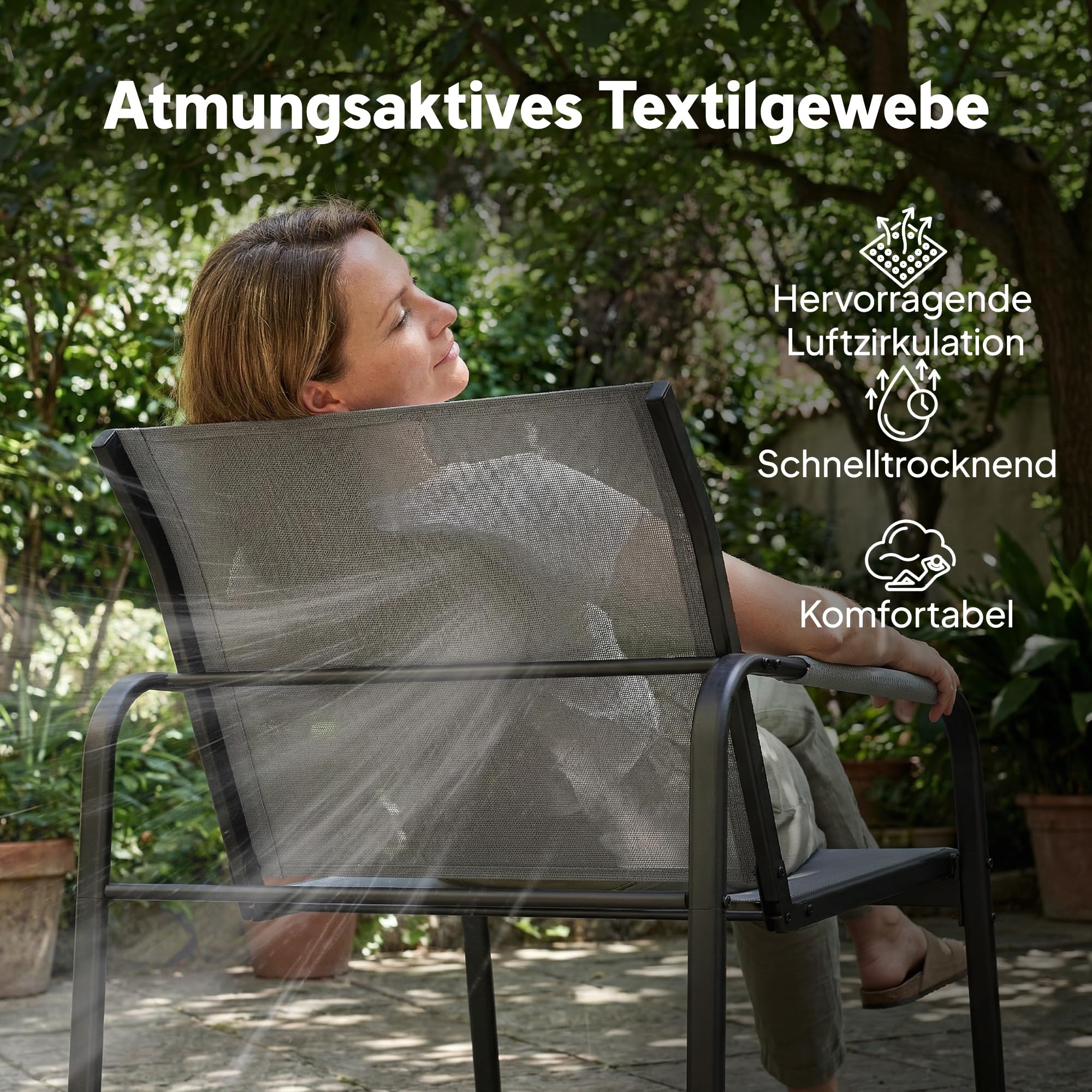 Outsunny Gartenmöbel Set Sitzgruppe für 4 Personen Atmungsaktiv Grau | 2er Sofa, 2 Sessel, Seilflecht, Rund Tisch, Fußpads, Wetterfest, Outdoor Balkonmöbel, Terrassenmöbel, für Garten Balkon