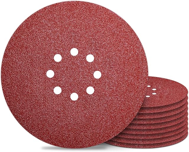 9 inch Sanding Discs 8 Holes 40 Grit Hook and Loop Disc 225mm Sanding Pads 10PCS for Drywall Sander
