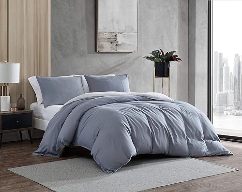 Miniatura 2 de Kenneth Cole New York - Juego de funda de edredón tamaño Queen, ropa de cama reversible de algodón con fundas a juego, decoración del hogar para