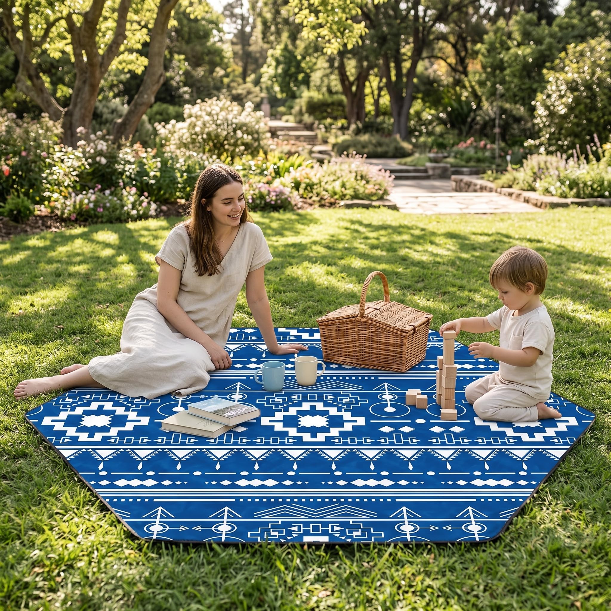 Tapis Pique-Nique Hexagonal, Couverture Pique Nique imperméable et Nappe Sol extérieur pour activités en Plein air