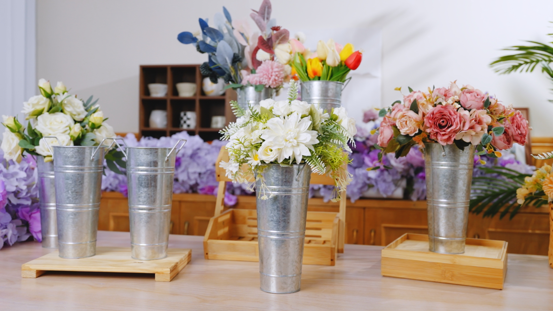 Amazon.com : Chumia 12 Pcs Galvanized Flower Bucket 9 Inch Metal