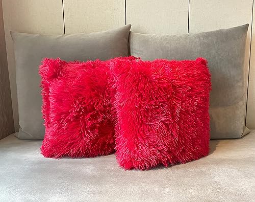 Miniatura 3 de Juego de 2 fundas de almohada suaves y peludas de pelo sintético, decorativas, de felpa y vellón, para Pascua, lumbar, otoño, sofá, sala de estar,