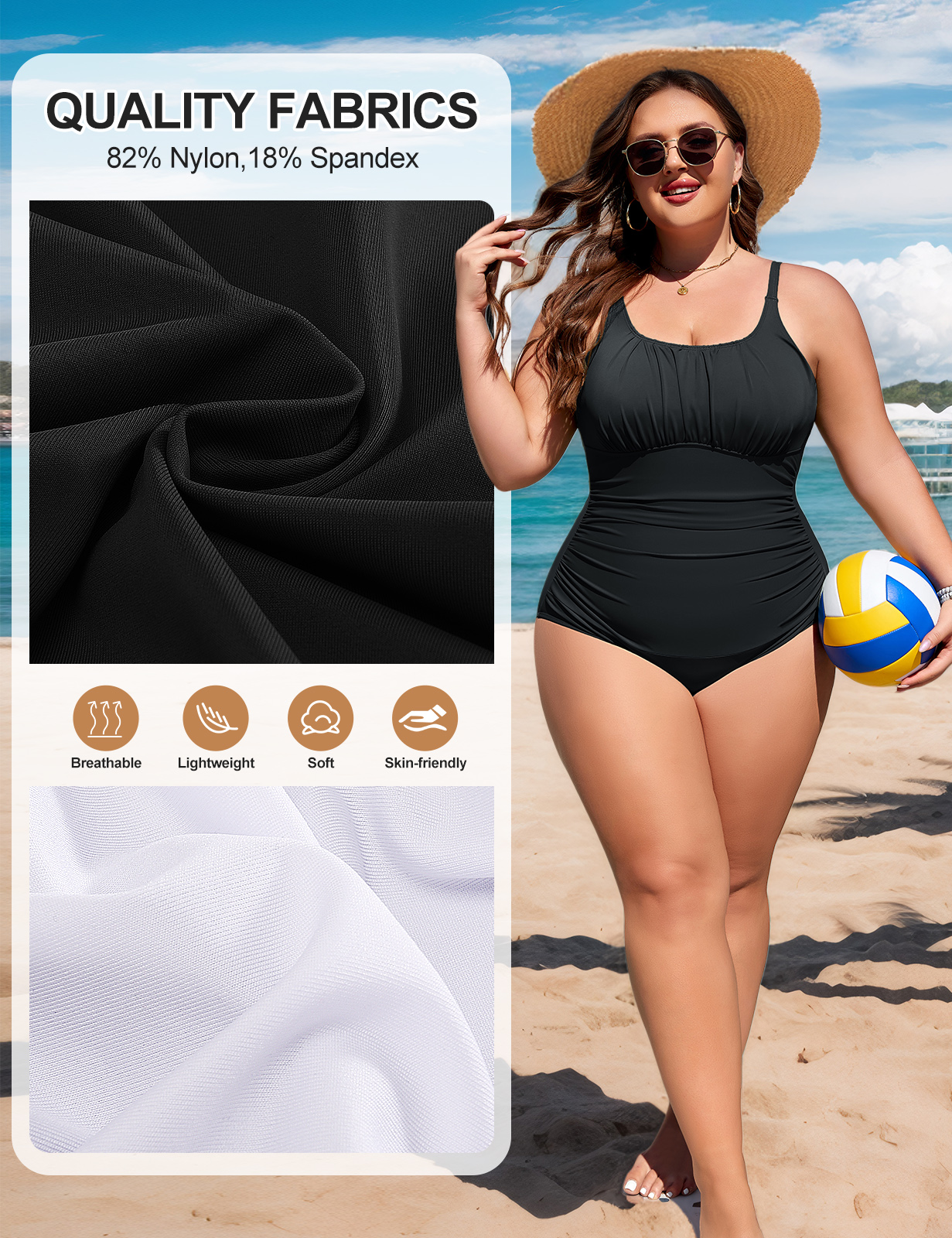 Maillot 1 Pièce Femme - Gainant Ventre Plat, Dos Nu & Bretelles Réglables