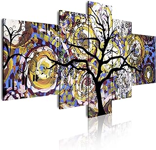 DekoArte 531 - Quadri moderni Stampa di Immagini Artistica Digitalizzata | Tela Decorativa Per Soggiorno o Stanza da letto | Stile Astrazioni Arte Albero della Vita Gustav Klimt | 5 Pezzi 180x85cmXXL