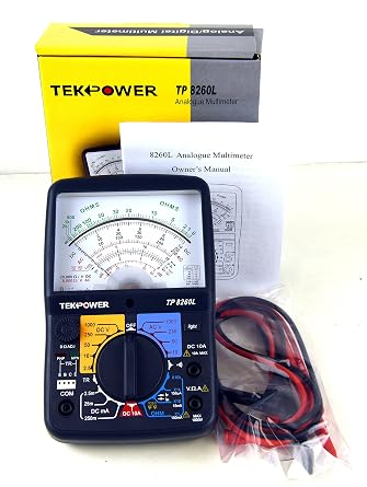 Tekpower TP8260L مقياس متعدد تناظري مع ضوء خلفي ، وحوض فحص ترانزستور