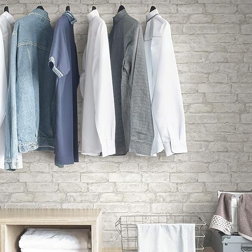 Miniatura 4 de InHome NHS3709 Denver Brick Peel Stick - Papel pintado, color blanco y blanquecino