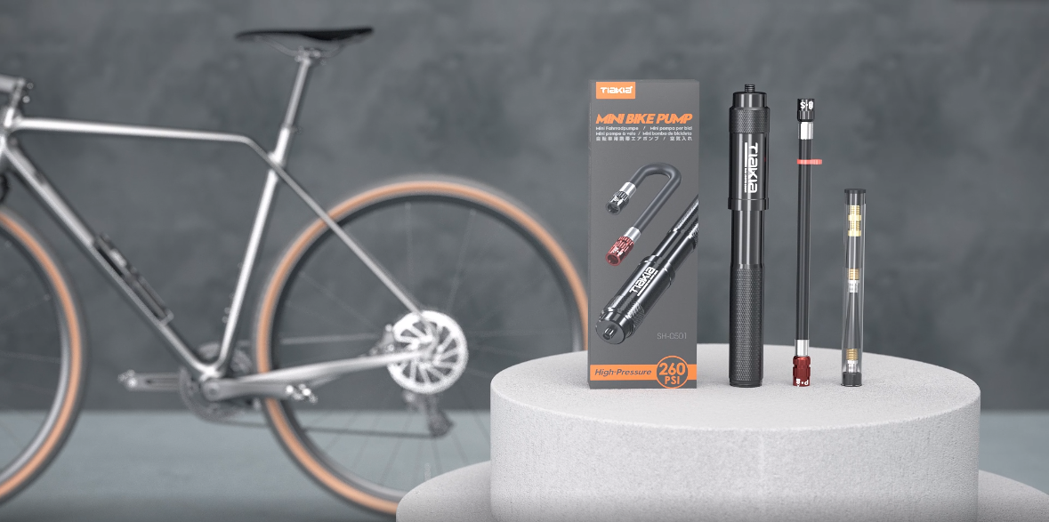 Mini Pompe à Vélo Tiakia Haute Pression 260PSI - Portable Et Légère - Noir