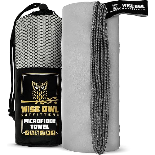 Wise Owl Outfitters Microfiber Camping Towel - Quick Dry Towel for Travel, Backpacking, Hiking, Beach, Gym & Yoga - Compact, Fast Drying & Lightweight