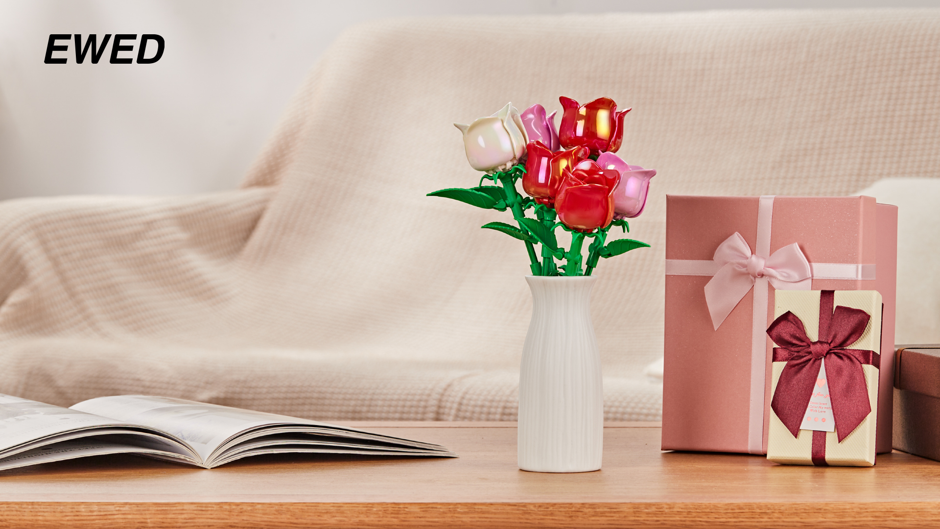 Amazon.com: EWED Rose Flower Bouquet Building Set: Artificial