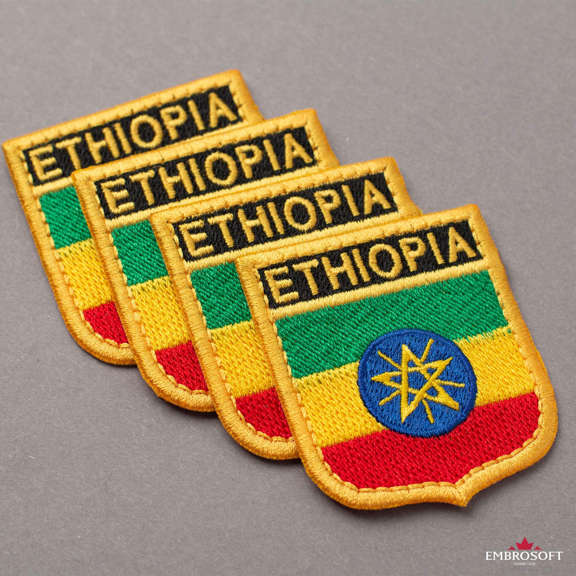 Patch Brodé Drapeau Éthiopie - Thermocollant 7x4,5 Cm, Lavable - Pour Sac à Dos, T-shirt, Personnalisation - 10