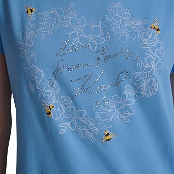 Karl Lagerfeld Women's Short Sleeve Crew Neck Floral Heart Logo T-Shirt