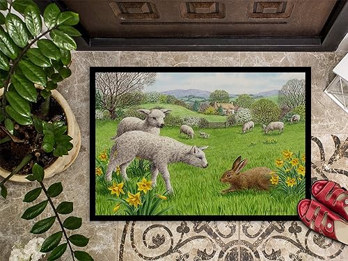 Miniatura 3 de Caroline's Treasures ASA2179MAT - Felpudo de corderos, ovejas y conejos, 18 x 27 pulgadas, tapete para puerta delantera, interior y exterior, para