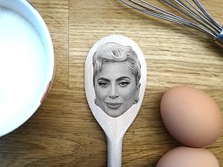 Lady Gaga's Face Engraved on a Wooden Spoon (30cm), Birthday, Christmas, Mothers/Fathers Day Gift. A Star is Born. Poker Face. Bad Romance.