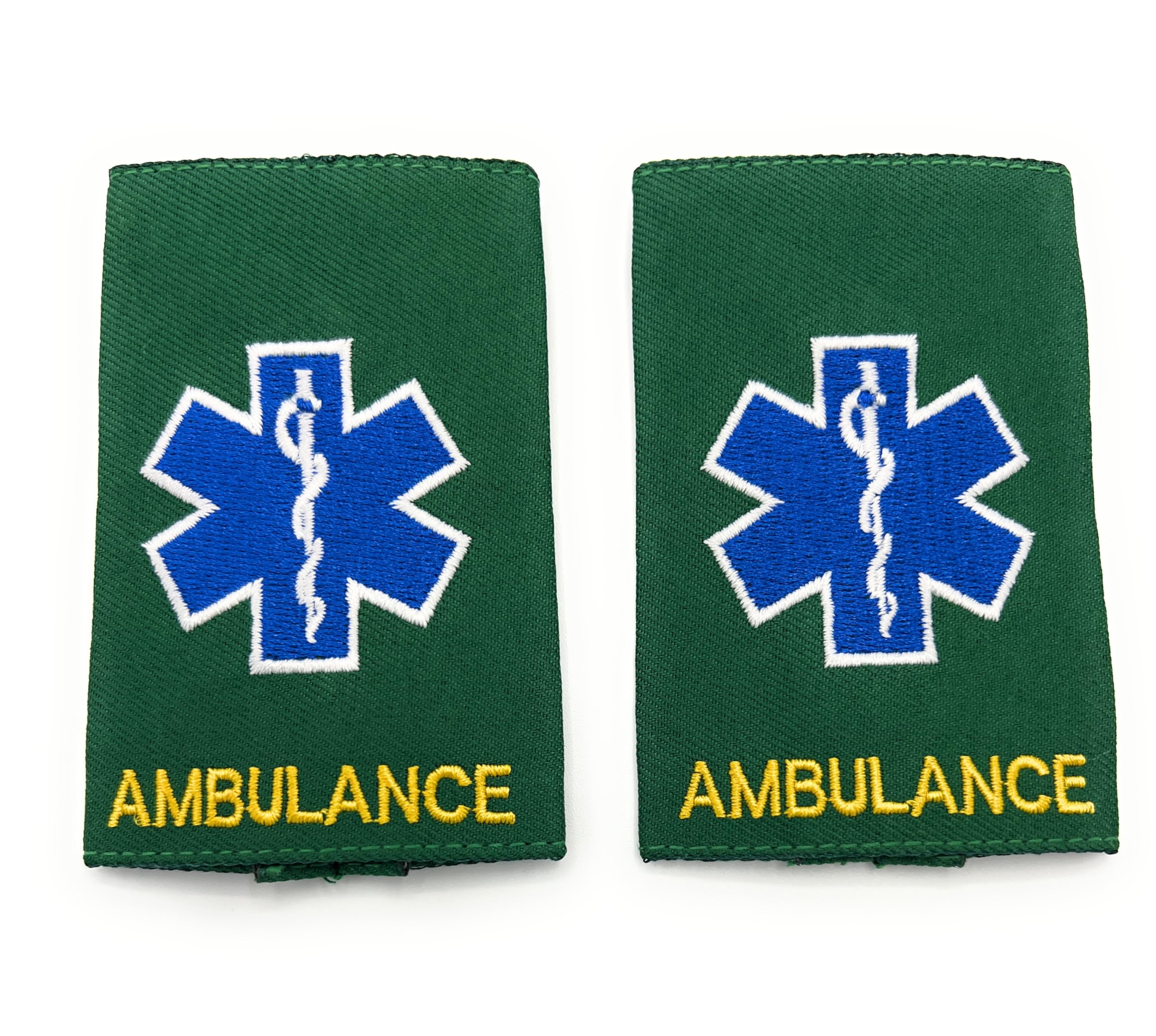 Uniform Store London Unisex Yellow Epaulettes Green Ambulance & Logo Epaulette Sliders Badge