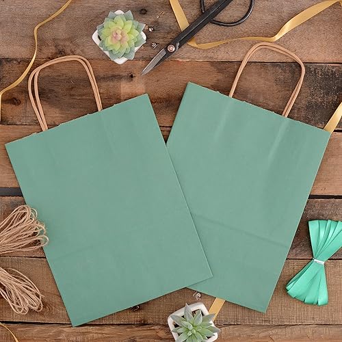 Miniatura 6 de Prime Line Packaging Bolsas de regalo verdes, pequeñas bolsas de papel con asas para regalos, vacaciones, Navidad, recuerdos de fiesta, compras,