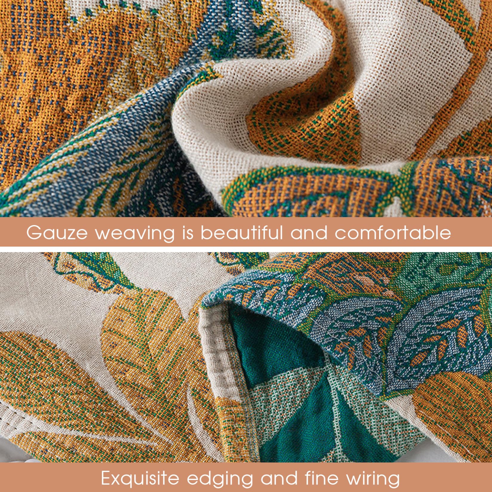 Coperta Boho per divano divano letto 79x91 pollici Coperta in cotone Trapunta Boho floreale botanica - Decorativa