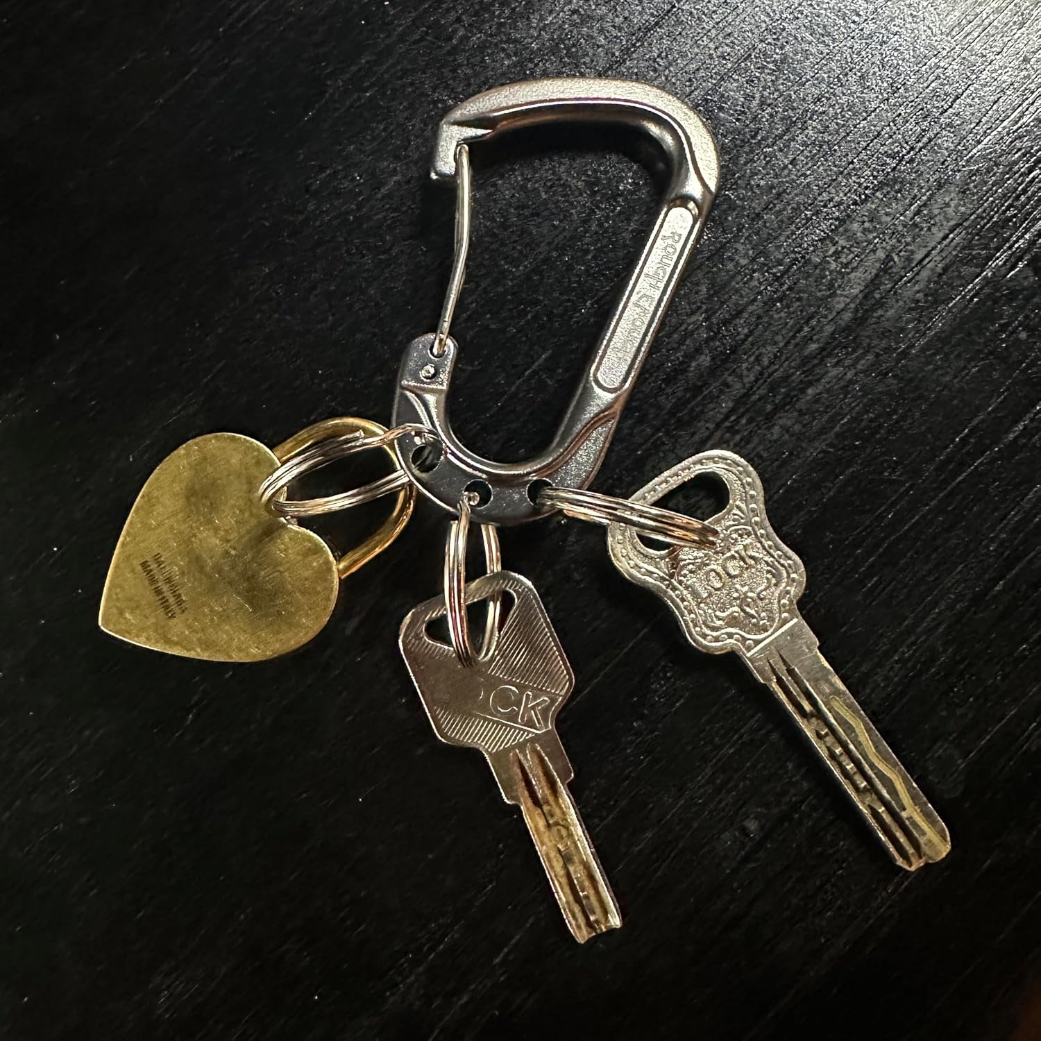 Rough Enough Carabiner Keychain Clip with Triple 3 Keyring Buckle Aluminum Alloy Metal for EDC Preppy Teens Men