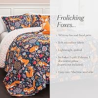 Vista 6 de Lush Decor 16T000548 Pixie Fox - Juego de cama (3 piezas), color azul marino, cama individual , Poliéster, Marino, Full/ Queen