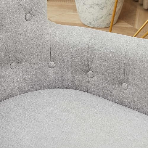 Miniatura 8 de HOMCOM Silla de trabajo con respaldo medio, moderna silla de oficina en casa con diseño de botón copetudo y reposabrazos acolchados, silla giratoria