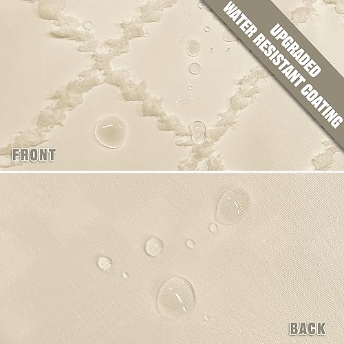 Miniatura 4 de Cortina de Ducha Boho Farmhouse de Tela Tejida CremaBeige, 72 x 72 pulgadas, con Textura Chevrón Mechada a Rayas, Cortinas de Ducha de Tela Modernas