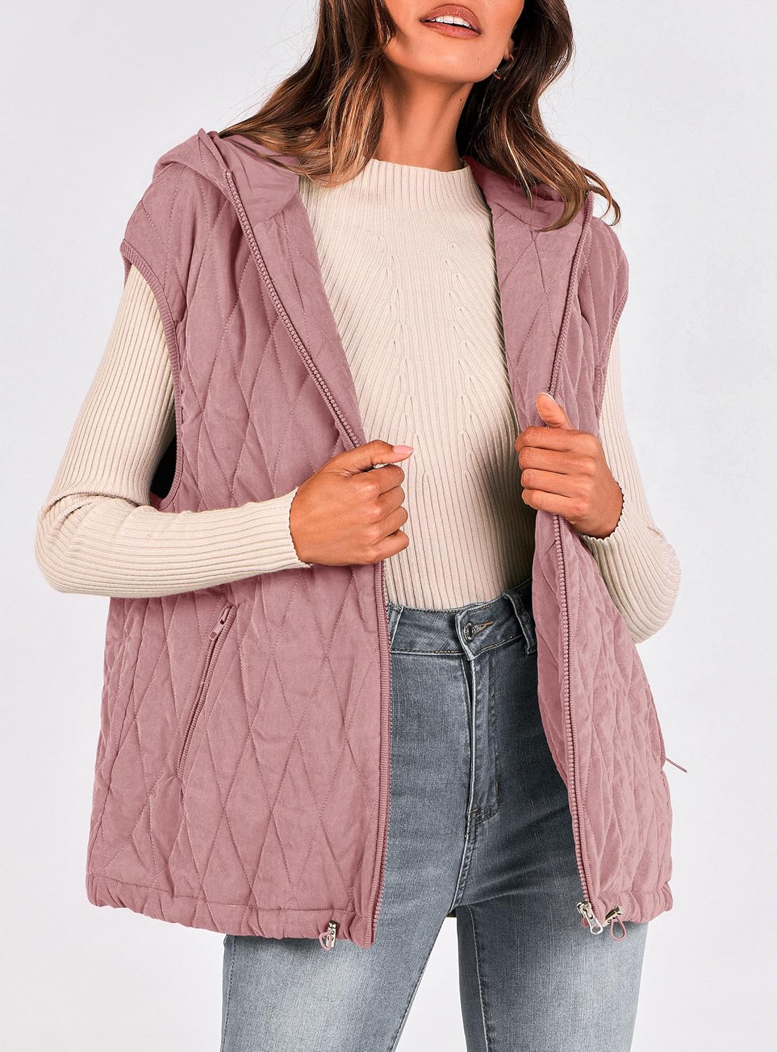 PRETTYGARDEN Women's 2026 Fall Spring Vest Casual Sleeveless Hooded Zip Up Jacket Trendy Winter Coat Outerwear - Image 5