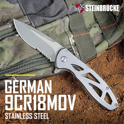 Miniatura 9 de Navaja de bolsillo plegable con clip, cuchillos de bolsillo para hombre, hoja de acero inoxidable Sandvik 14C28N de 3.1 pulgadas, con revestimiento