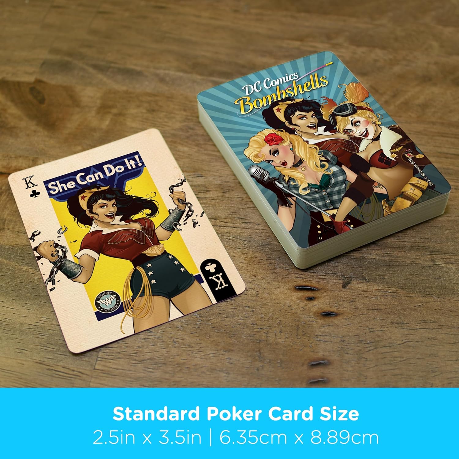 AQUARIUS DC Comics Bombshells Playing Cards - Bombshells Themed Deck of Cards for Your Favorite Card Games - Officially Licensed DC Comics Merchandise & Collectibles - Poker Size