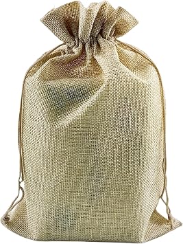 QIANHAILIZZ 10 Pack 8 x 12 Inch Linen Drawstring Bags Burlap Jewelry Gift Pouch Candy Pouch Flax Drawstring Wedding Favor Bags