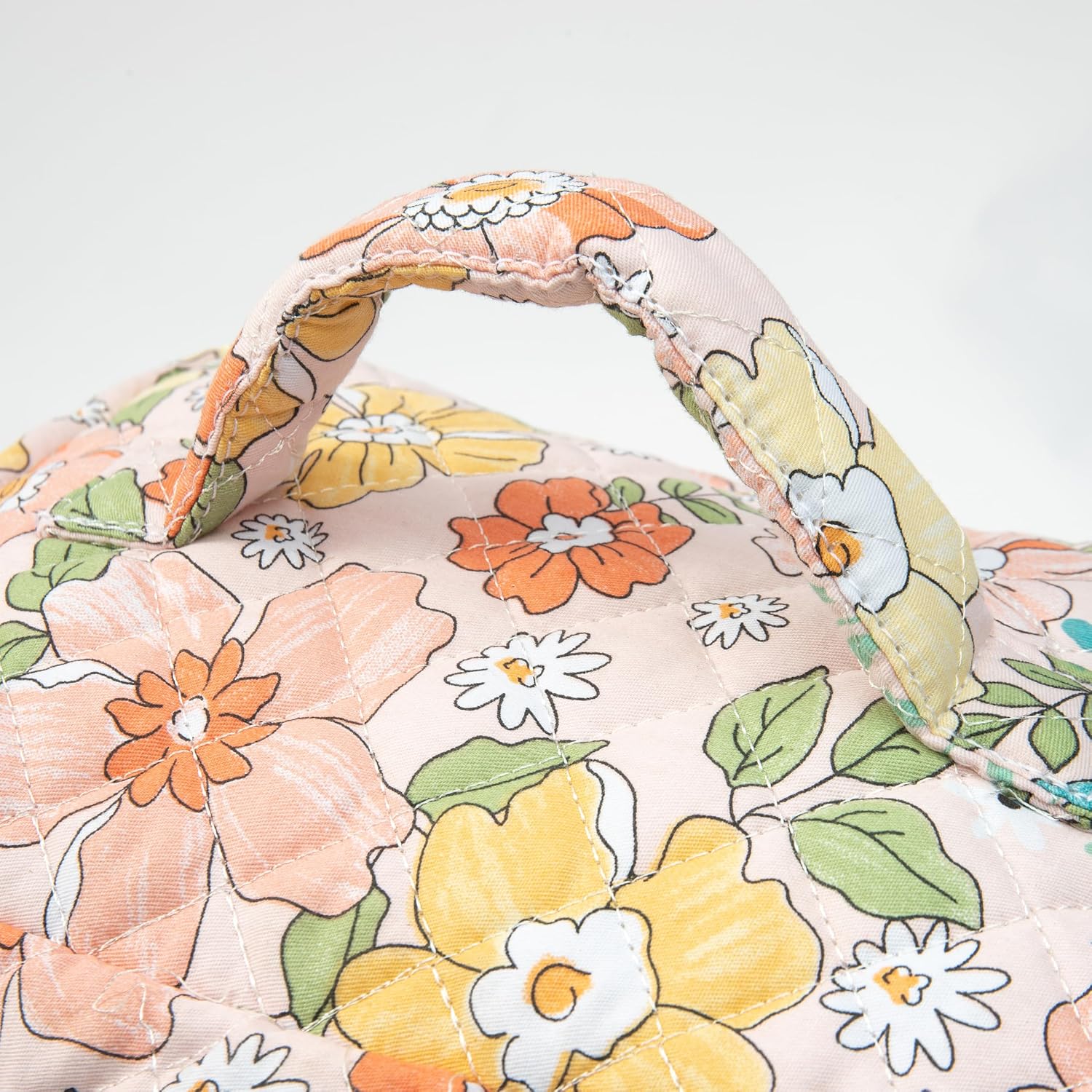 Bloom Floral Quilted Cotton Cosmetic Zipper Pouch, Large Capacity Makeup Accessories Storage Bag for Women Girls, Aesthetic Coquette Travel Toiletry Organizer (Set of 3)