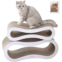 CSR1014B Suvi 26" Modern Cardboard Infinity 2-in-1 Lounge Bed Cat Scratcher with Catnip, Cloud