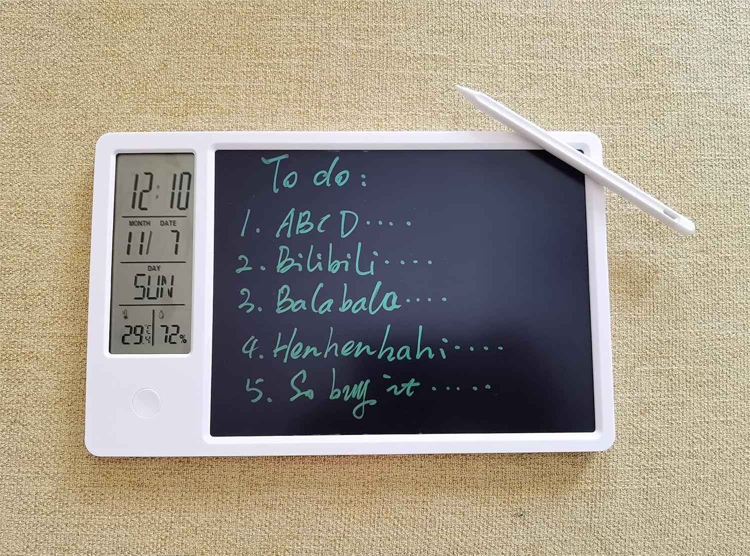 Electronic Desktop Calendar Writing Tablet Doodle Board Re-erasable Electronic Office Memo Board, Desktop Digital Clock with Date and Day of Week, with Magnet Stickers for Refrigerator Home Office : Office Products