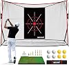 Bltend Golf Net - 10x7ft Heavy Duty Golf Practice Nets for Backyard Driving with Golf Mat, 7 Golf Tees, 8 Golf Balls, Golf Hitting Driving Net for Indoor Outdoor Use - Perfect Golf Training Equipment