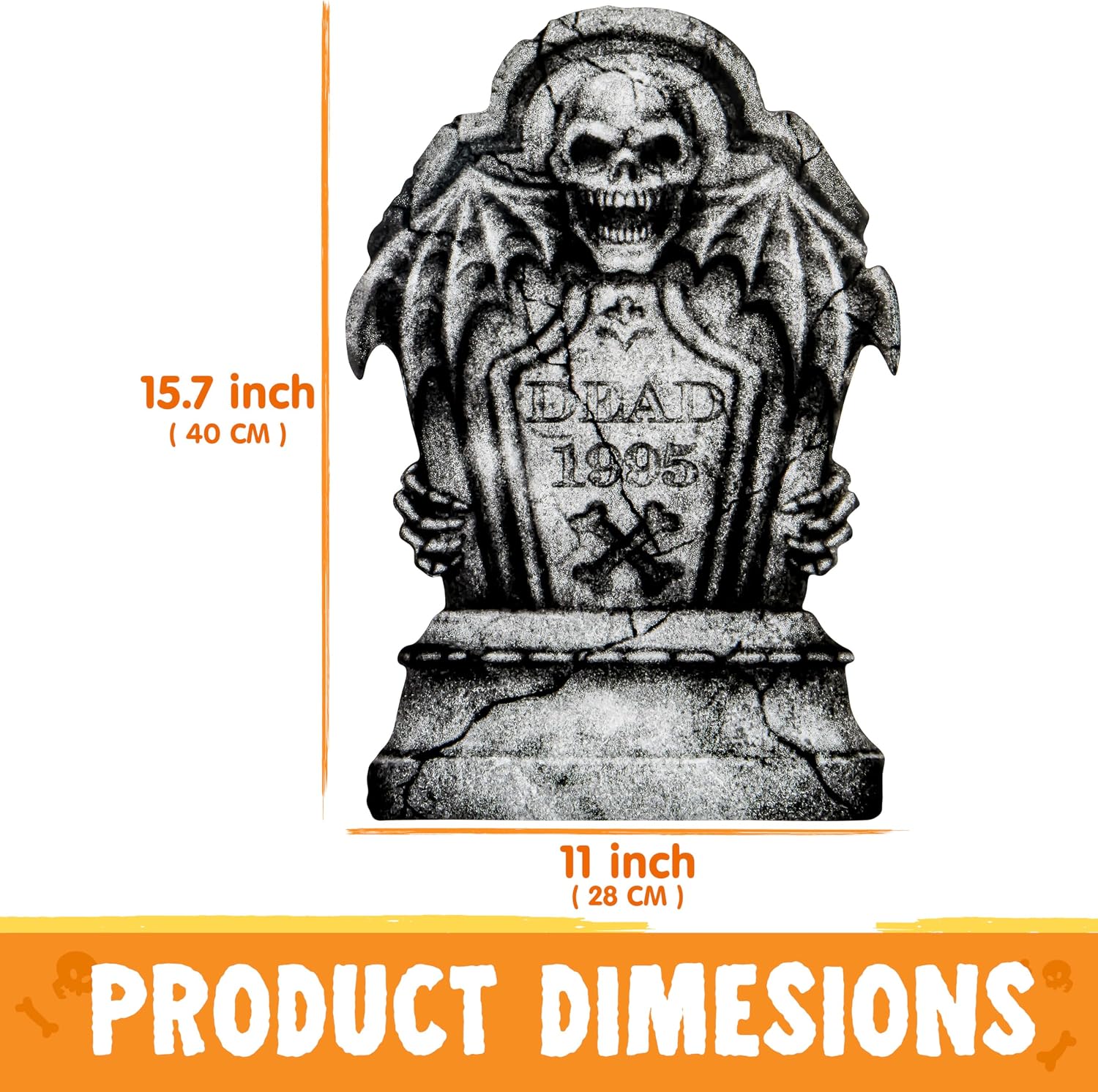 JOYIN 15.7” Halloween Decorations Outdoor Graveyard Tombstones, 6 Pcs Skeleton RIP Plastic Gravestones Halloween Decor with 12 Metal Stakes for Yard Lawn Garden Prop, Party Decor Supplies image 5