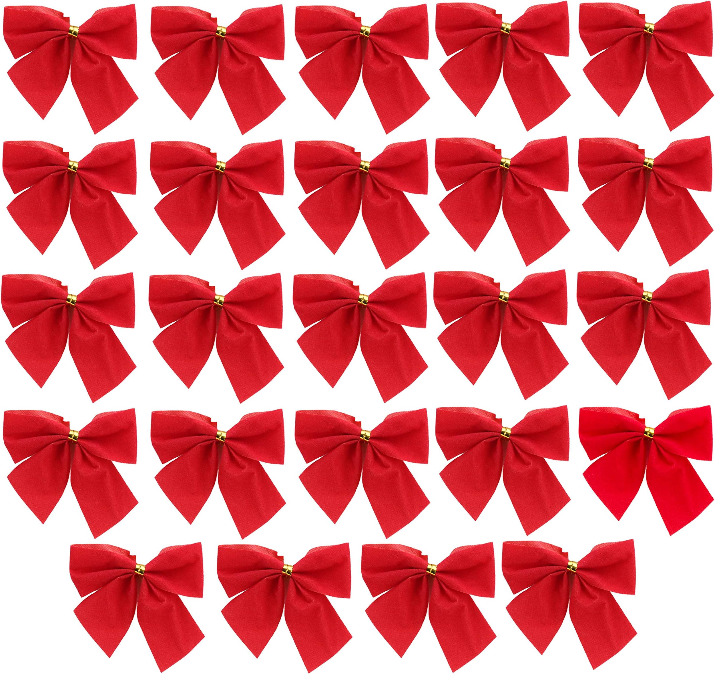Toyland® 2 x 12 Red Velvet Ribbon Bows - Xmas Tree Decoration Presents - Arts Crafts